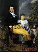 Joseph Denis Odevaere Portrait of a Prominent Gentleman with his Daughter and Hunting Dog china oil painting reproduction